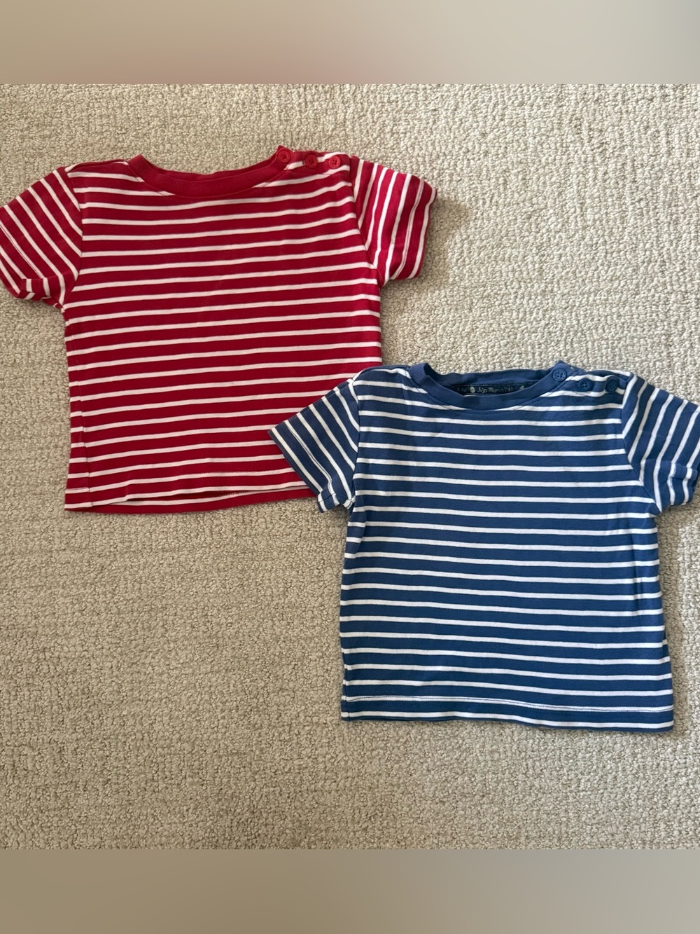 Lot of 2 Jojo Maman Bebe 18-24 months Striped Short-Sleeve baby Tee - Red & Blue